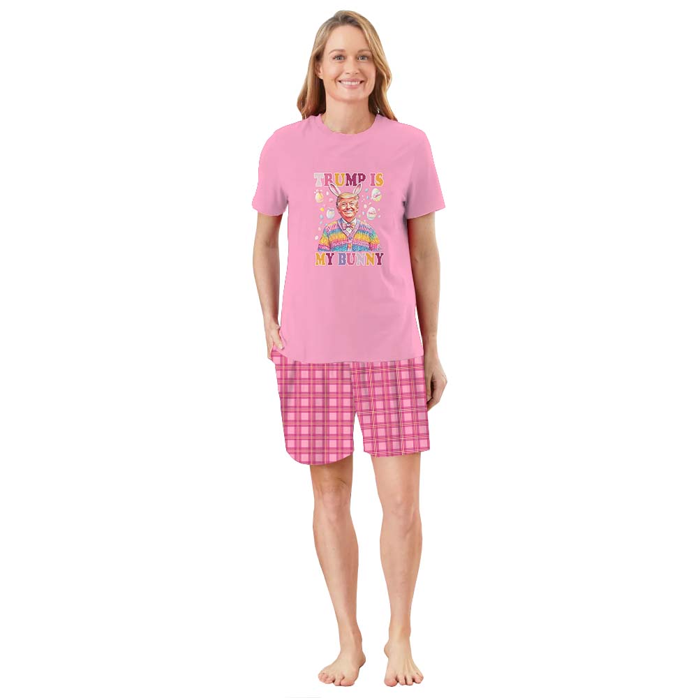 Trump Is My Bunny Jammies Matching Short Sleeves Pink Trump Is My Bunny Jammies Matching Short Sleeves Pink