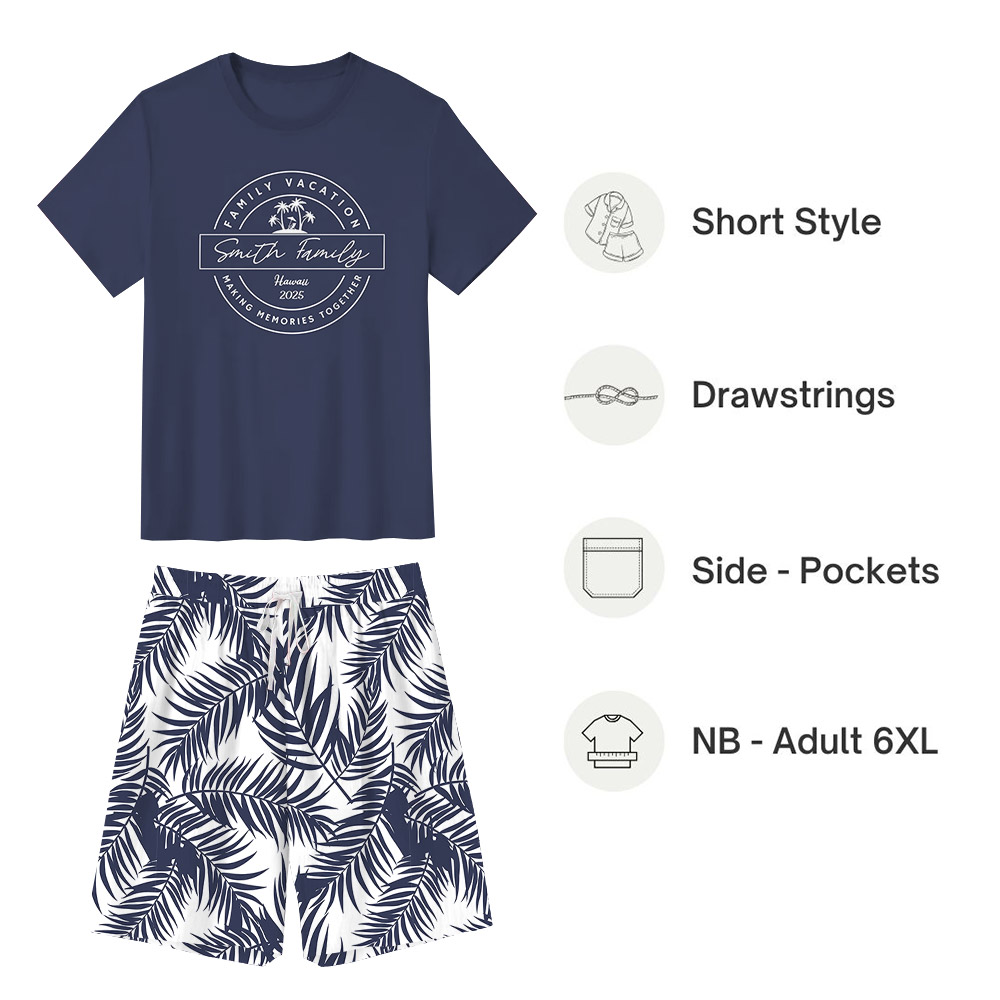 Customizable Palm Leaf Matching Pajama Sets For Family Vacation 2025