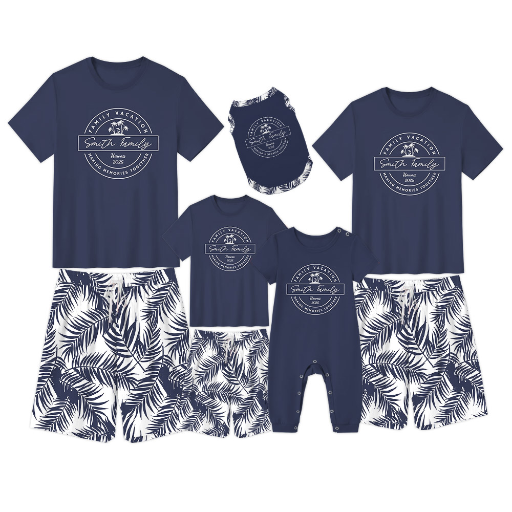 Customizable Palm Leaf Matching Pajama Sets For Family Vacation 2025