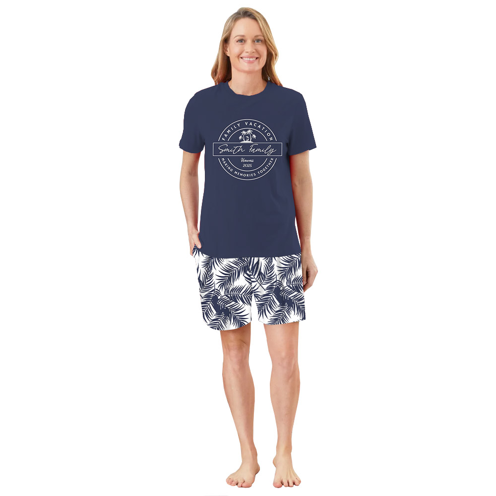Customizable Palm Leaf Matching Pajama Sets For Family Vacation 2025