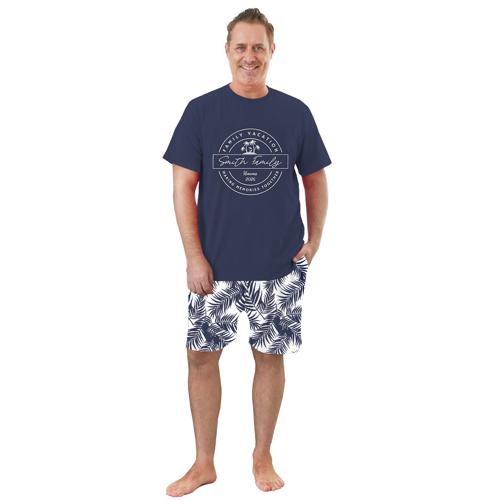 Customizable Palm Leaf Matching Pajama Sets For Family Vacation 2025