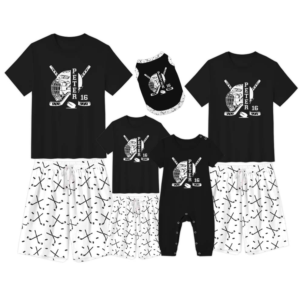 Custom Hockey With Name Short Sleeve Pajama Set Custom Hockey With Name Short Sleeve Pajama Set