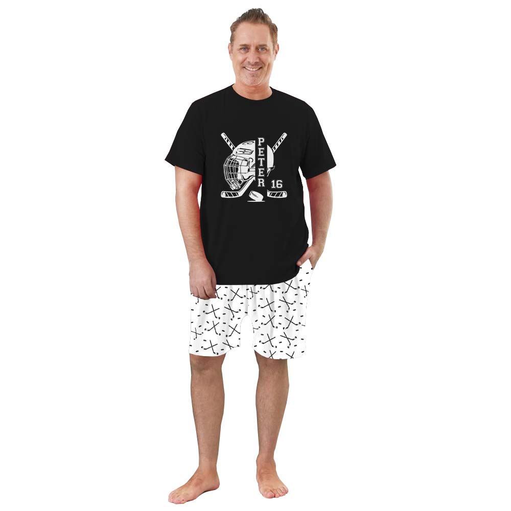 Custom Hockey With Name Short Sleeve Pajama Set Custom Hockey With Name Short Sleeve Pajama Set