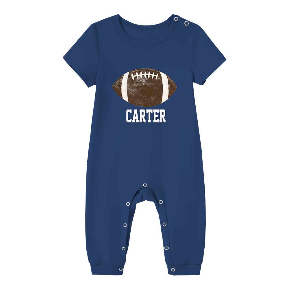 Personalized Football Matching Family Pajamas With Dogs Short Sleeves
