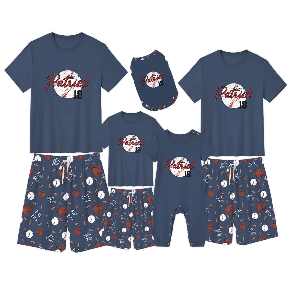 Baseball Team With Name Pajamas For Adults Short Sleeves Baseball Team With Name Pajamas For Adults Short Sleeves