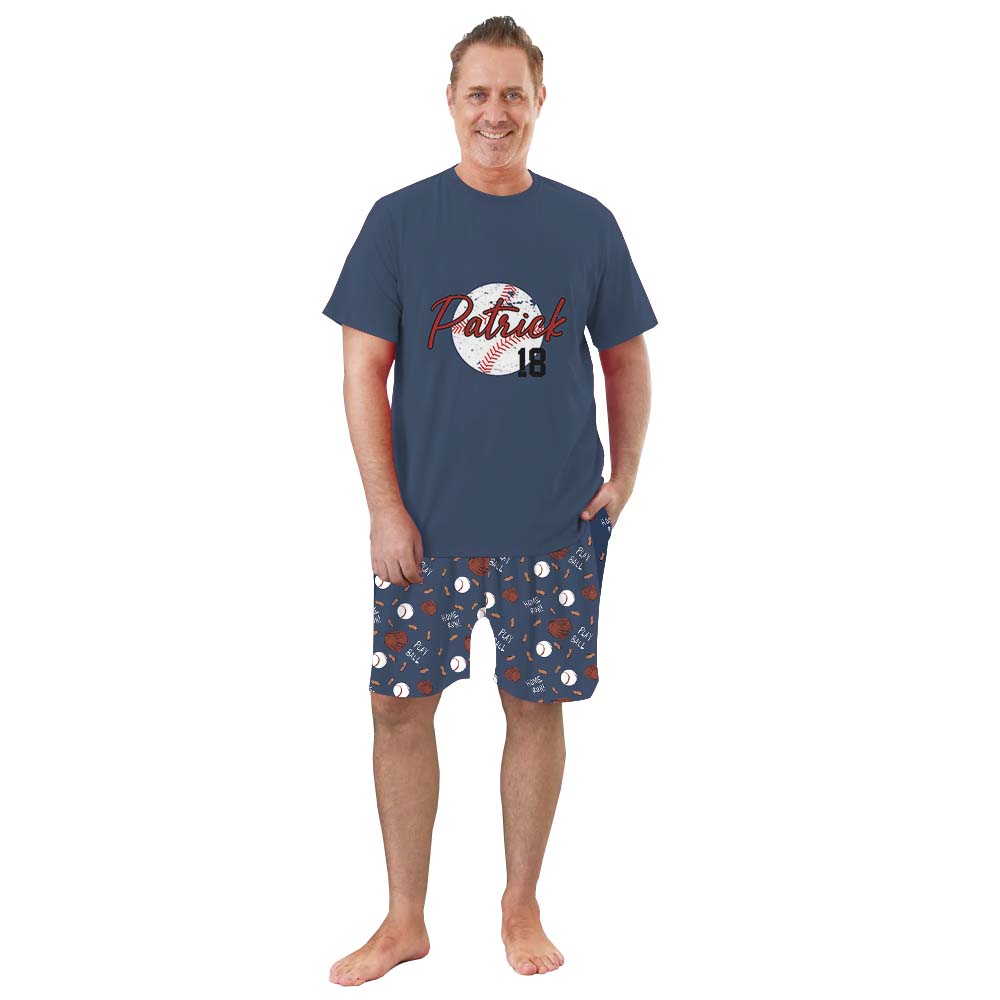 Baseball Team With Name Pajamas For Adults Short Sleeves Baseball Team With Name Pajamas For Adults Short Sleeves