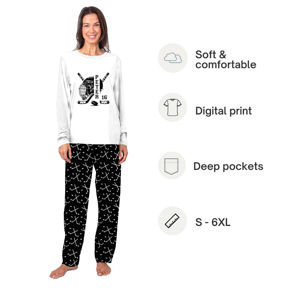 Custom Hockey Player Family PJs With Dog