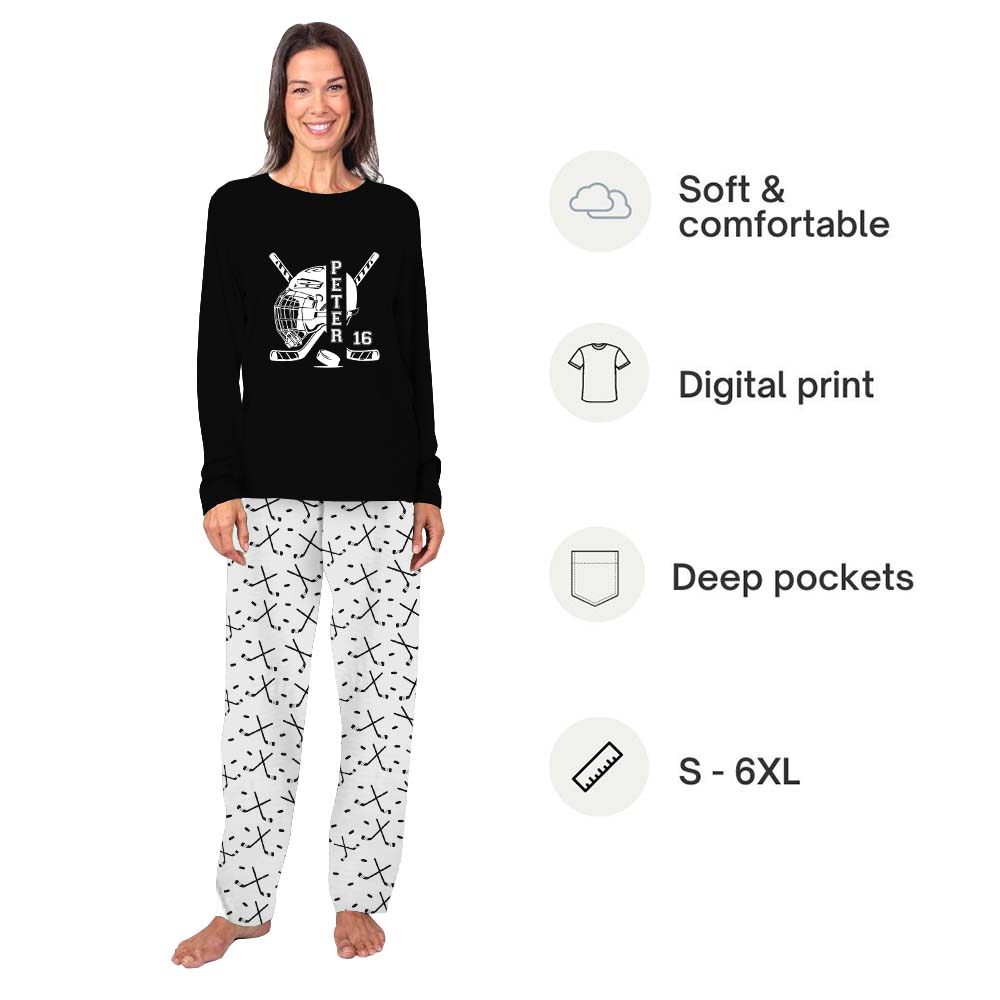 Personalized Name Hockey Themed Owner And Dog Pajamas Personalized Name Hockey Themed Owner And Dog Pajamas