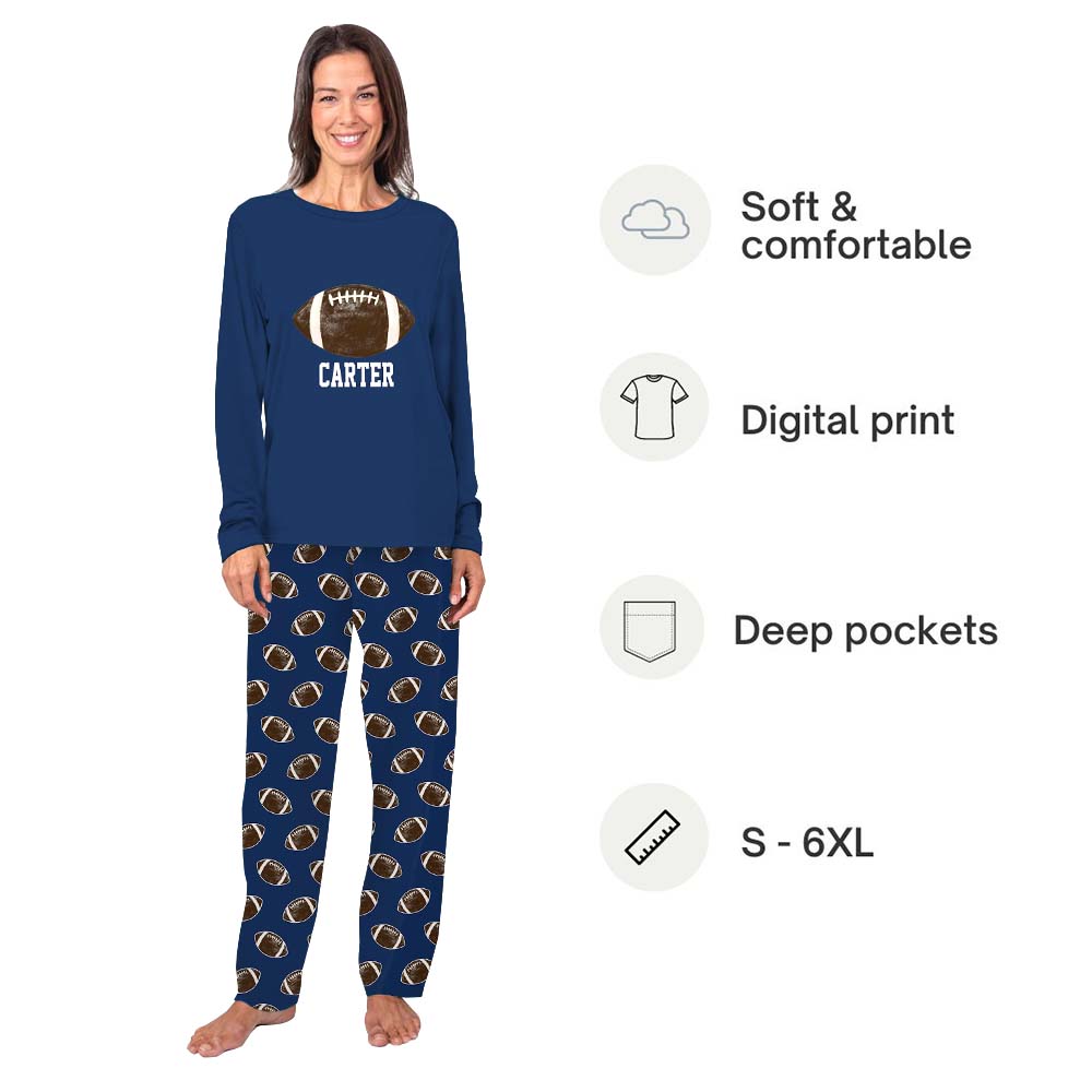 Custom Football With Name Matching Family Pajama Sets Custom Football With Name Matching Family Pajama Sets