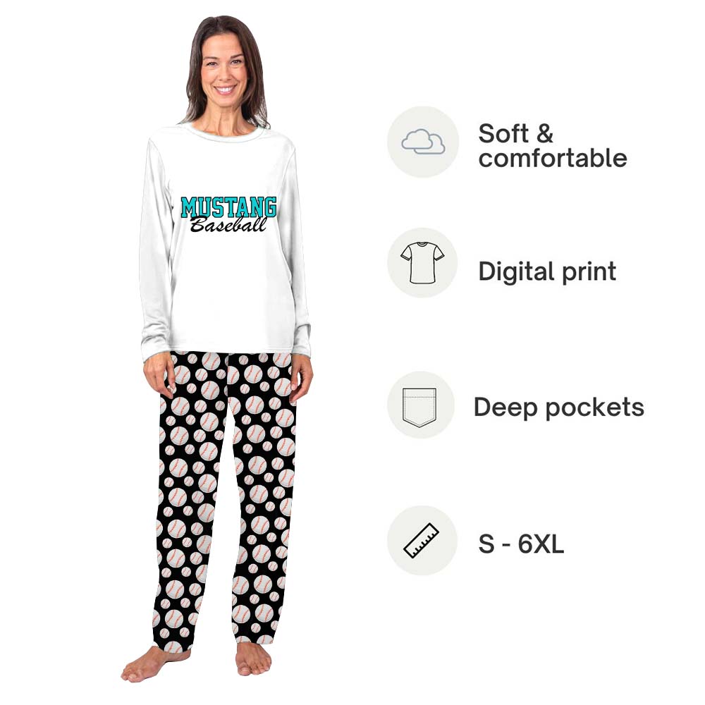 Custom School Baseball Family Pajama Sets Custom School Baseball Family Pajama Sets