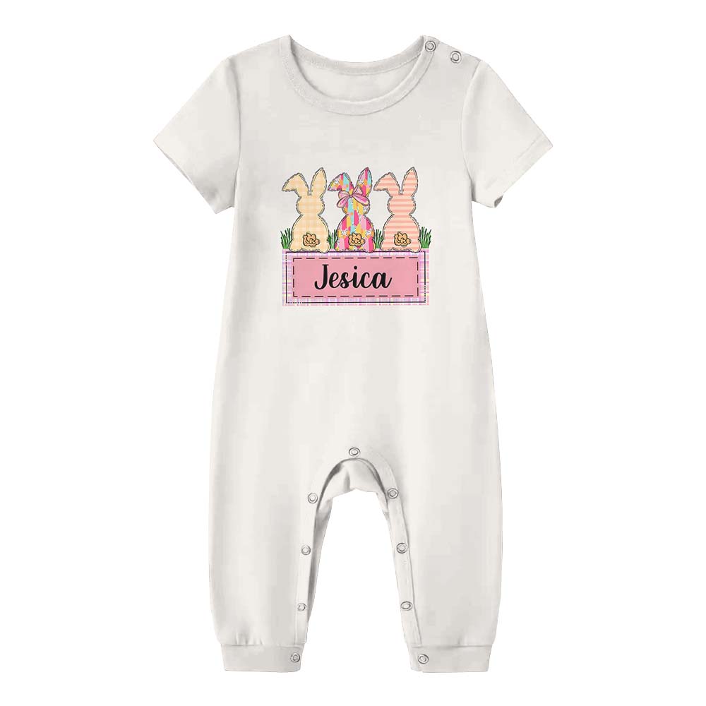 Cute Easter Bunny With Name Pajamas For Adults Short Sleeves Cute Easter Bunny With Name Pajamas For Adults Short Sleeves