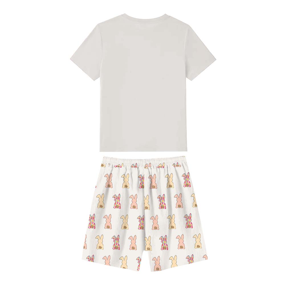 Cute Easter Bunny With Name Pajamas For Adults Short Sleeves Cute Easter Bunny With Name Pajamas For Adults Short Sleeves