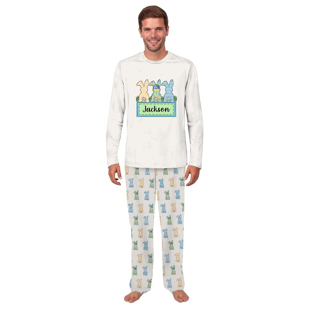 Custom Name Bunny Family Dog And Owner Matching Easter Pajamas Custom Name Bunny Family Dog And Owner Matching Easter Pajamas