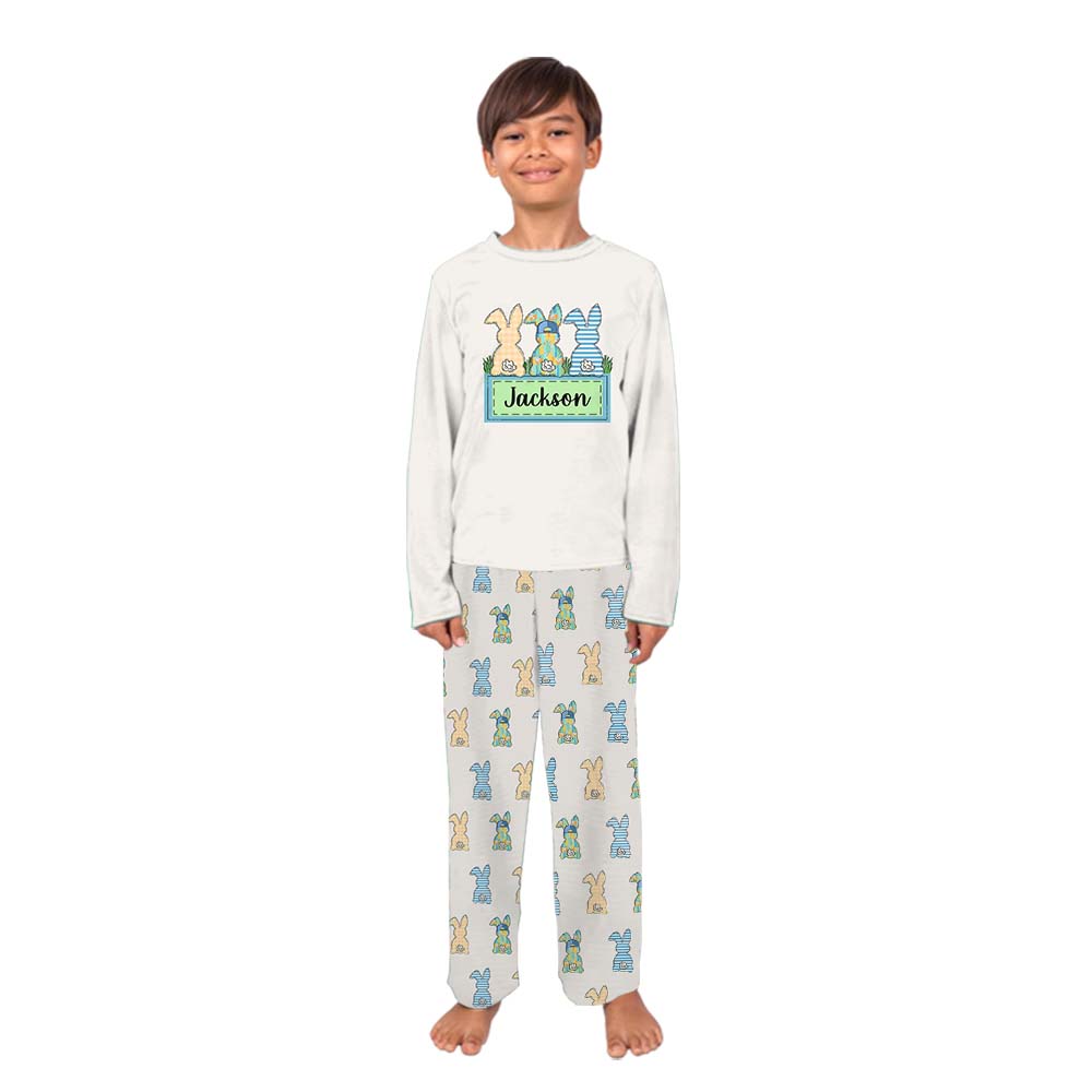 Custom Name Bunny Family Dog And Owner Matching Easter Pajamas Custom Name Bunny Family Dog And Owner Matching Easter Pajamas