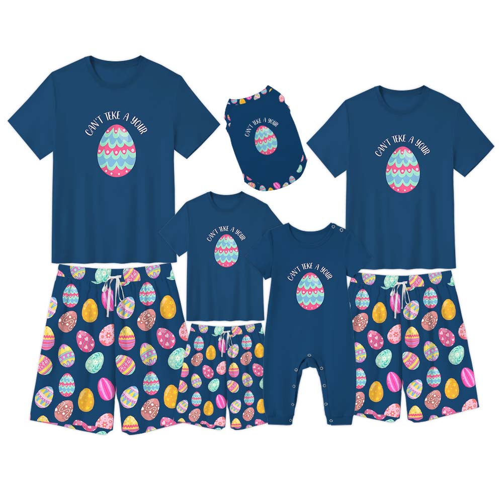 Funny Easter Matching Eggs Pajama Short Set Funny Easter Matching Eggs Pajama Short Set
