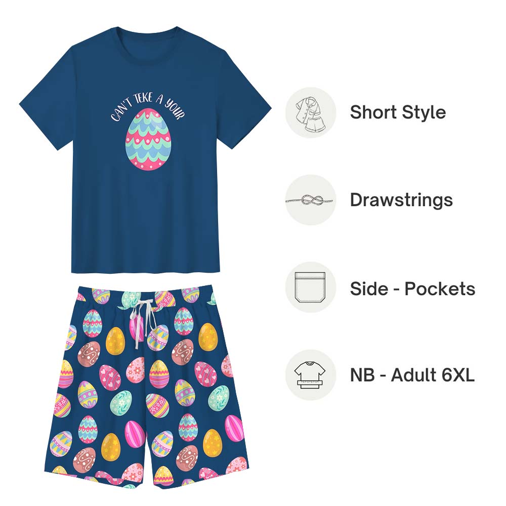 Funny Easter Matching Eggs Pajama Short Set Funny Easter Matching Eggs Pajama Short Set