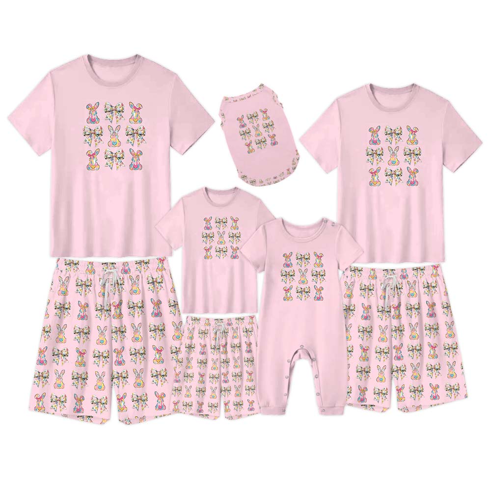 Coquette Easter Bow Easter Pajamas Short Sets Coquette Easter Bow Easter Pajamas Short Sets