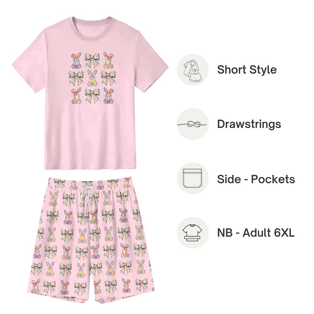 Coquette Easter Bow Easter Pajamas Short Sets Coquette Easter Bow Easter Pajamas Short Sets