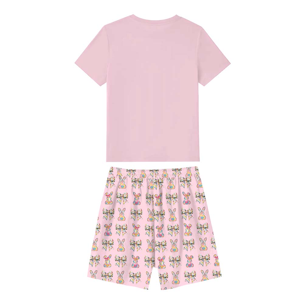 Coquette Easter Bow Easter Pajamas Short Sets Coquette Easter Bow Easter Pajamas Short Sets