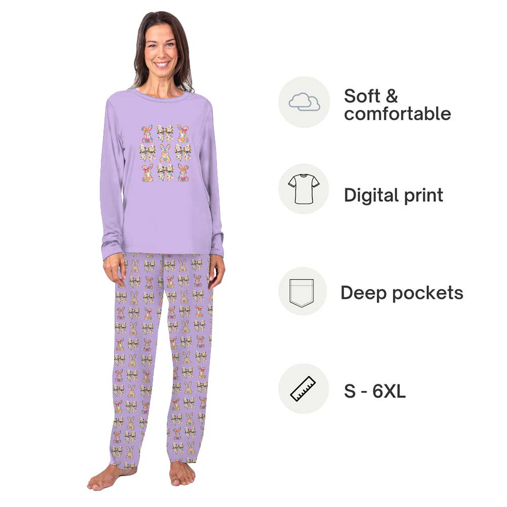 Bunny Brushstroke Easter Pajamas For Adults Bunny Brushstroke Easter Pajamas For Adults
