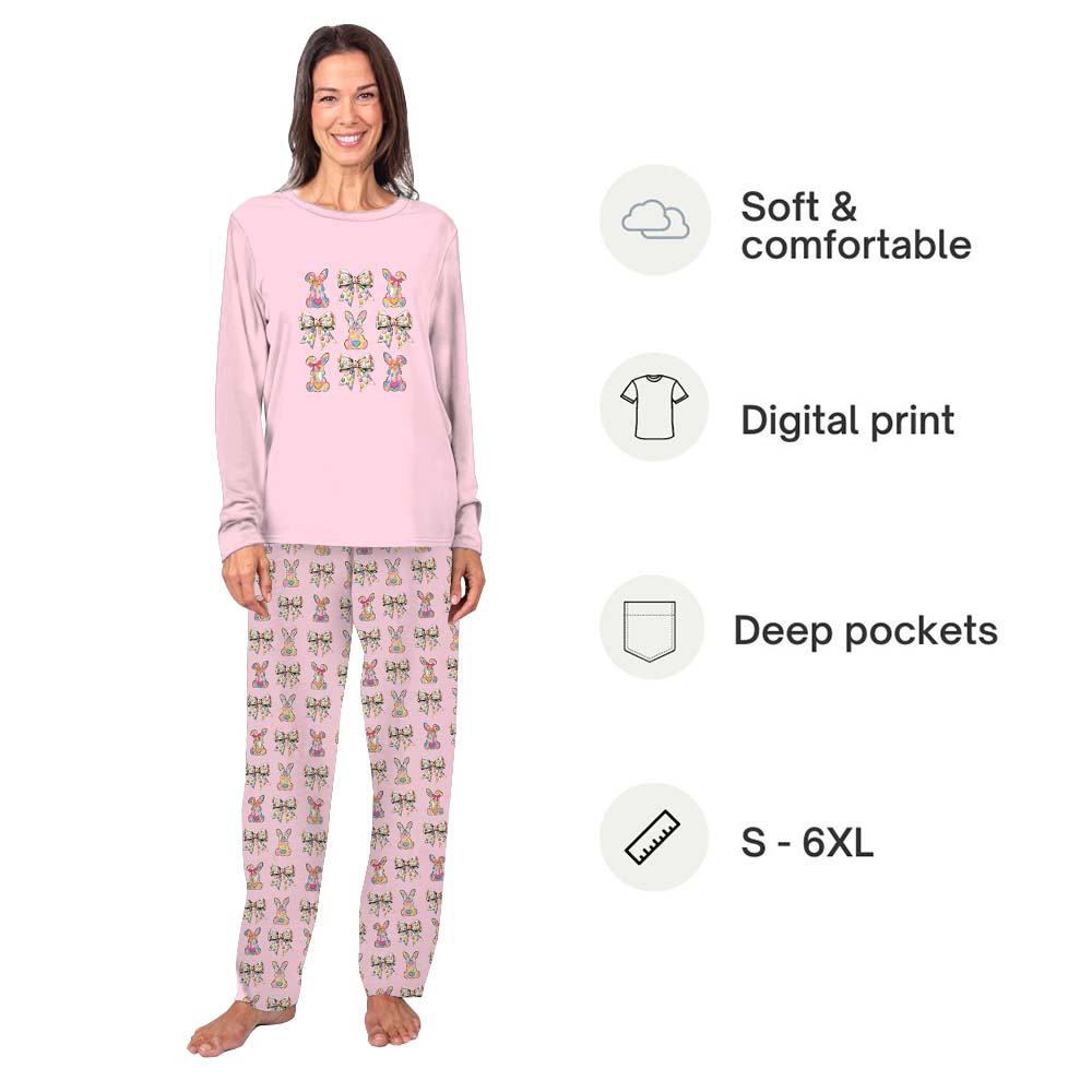 Coquette Easter Bow Pajamas For Adults and Kids Coquette Easter Bow Pajamas For Adults and Kids