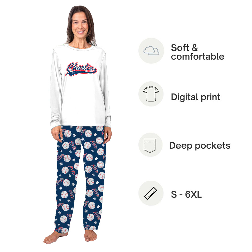 Personalized Matching Baseball Family PJs Front And Back Personalized Matching Baseball Family PJs Front And Back