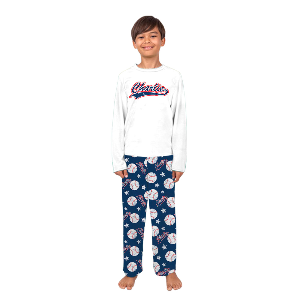 Personalized Matching Baseball Family PJs Front And Back Personalized Matching Baseball Family PJs Front And Back