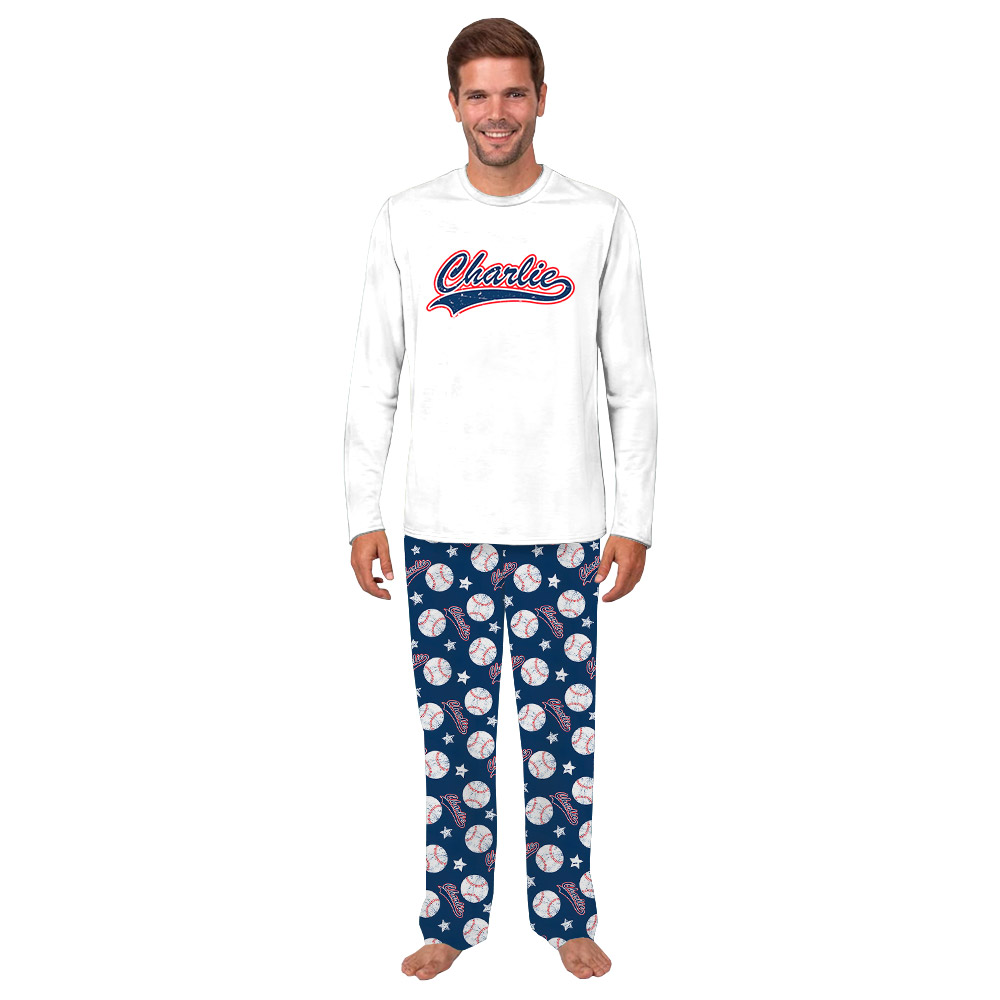 Personalized Matching Baseball Family PJs Front And Back Personalized Matching Baseball Family PJs Front And Back