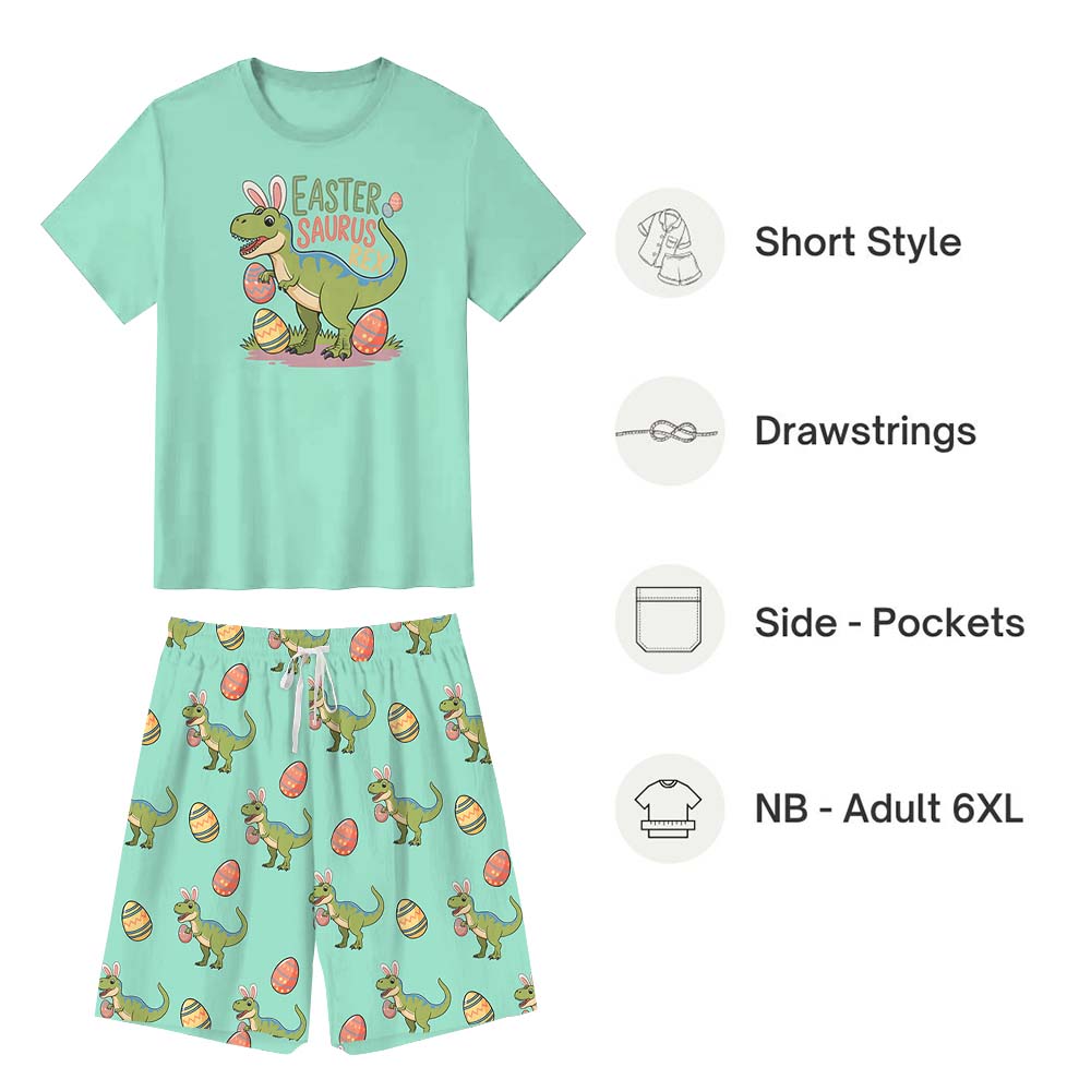 Lovely Dinosaur Easter Pajamas Short Sets Green Lovely Dinosaur Easter Pajamas Short Sets Green