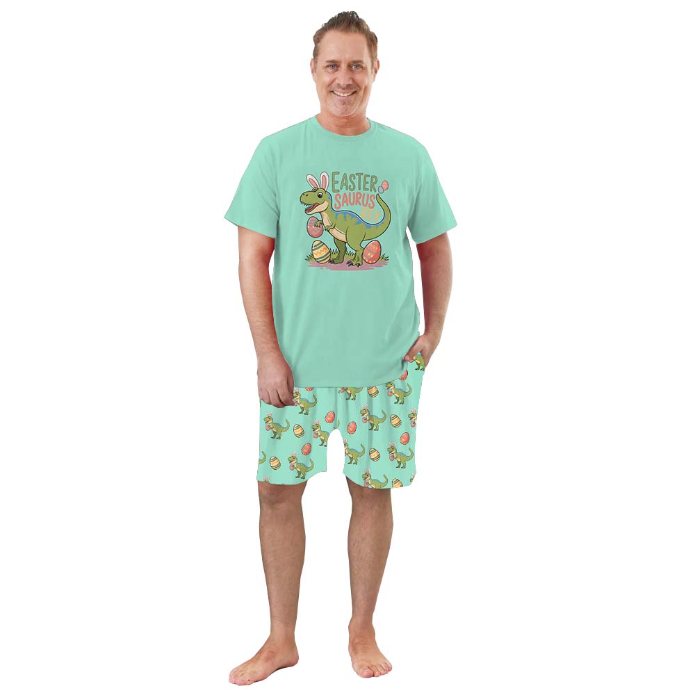 Lovely Dinosaur Easter Pajamas Short Sets Green Lovely Dinosaur Easter Pajamas Short Sets Green