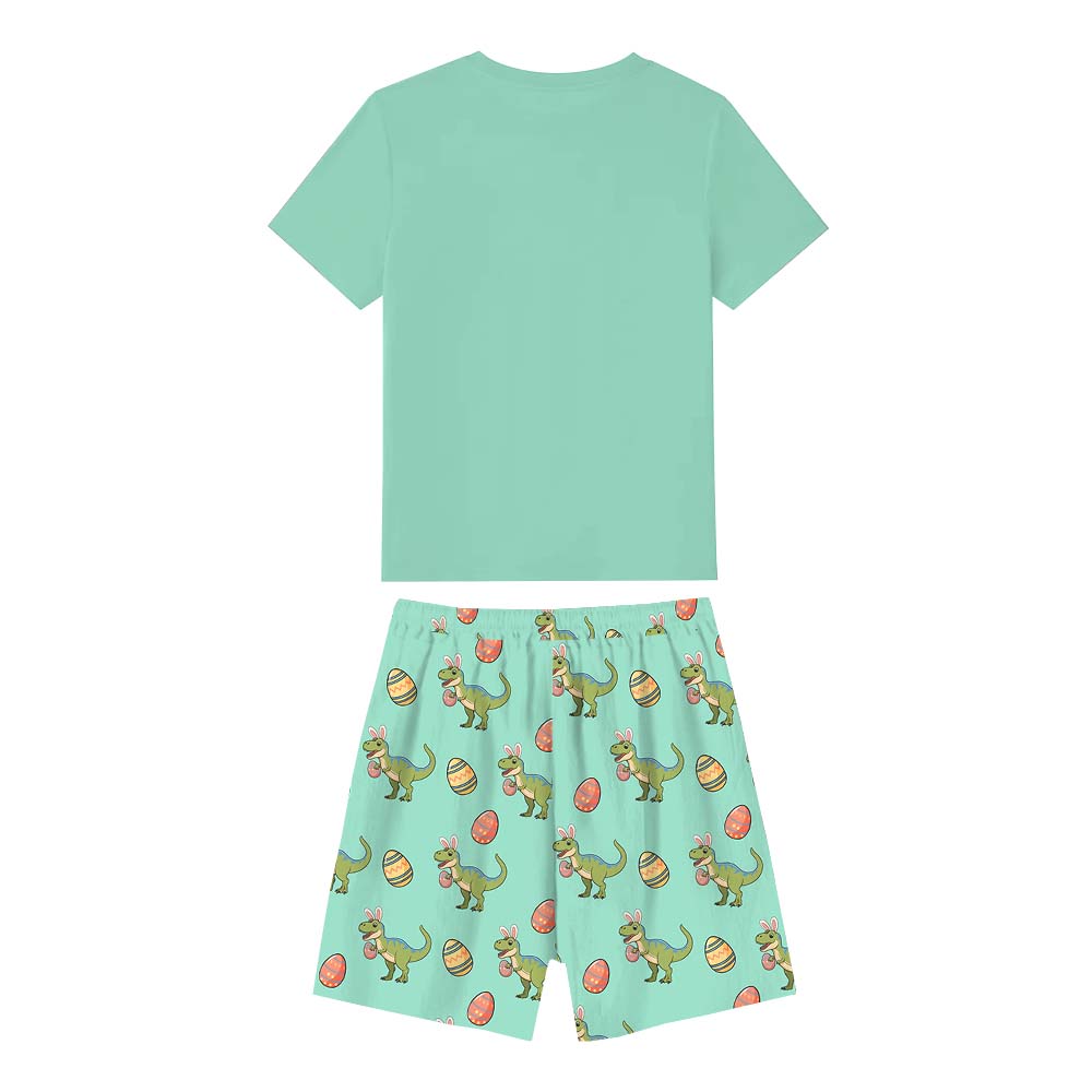 Lovely Dinosaur Easter Pajamas Short Sets Green Lovely Dinosaur Easter Pajamas Short Sets Green