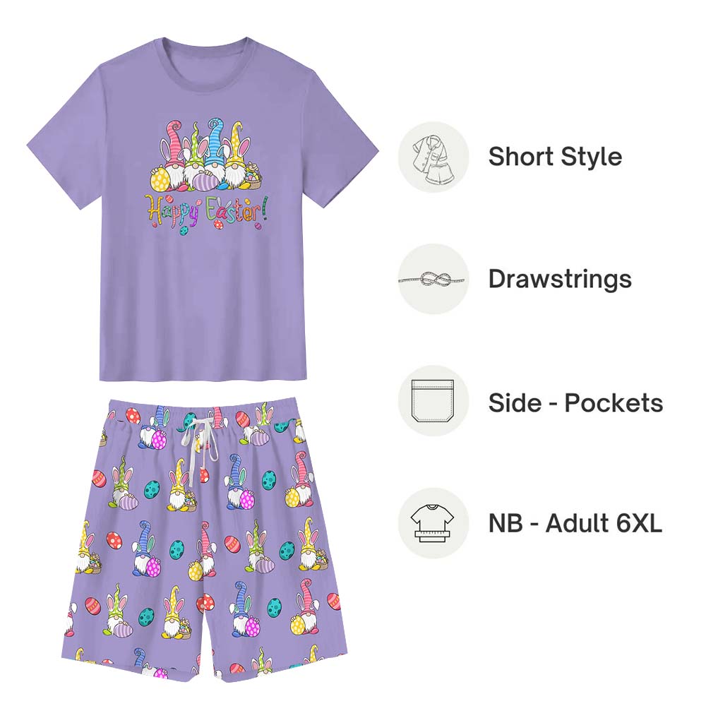 Happy Easter Gnome Pajamas For Adults Short Sleeves