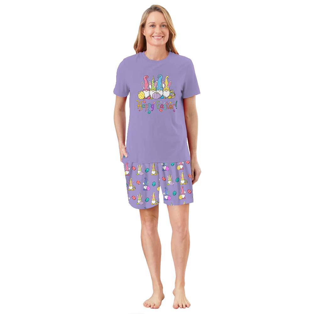 Happy Easter Gnome Pajamas For Adults Short Sleeves