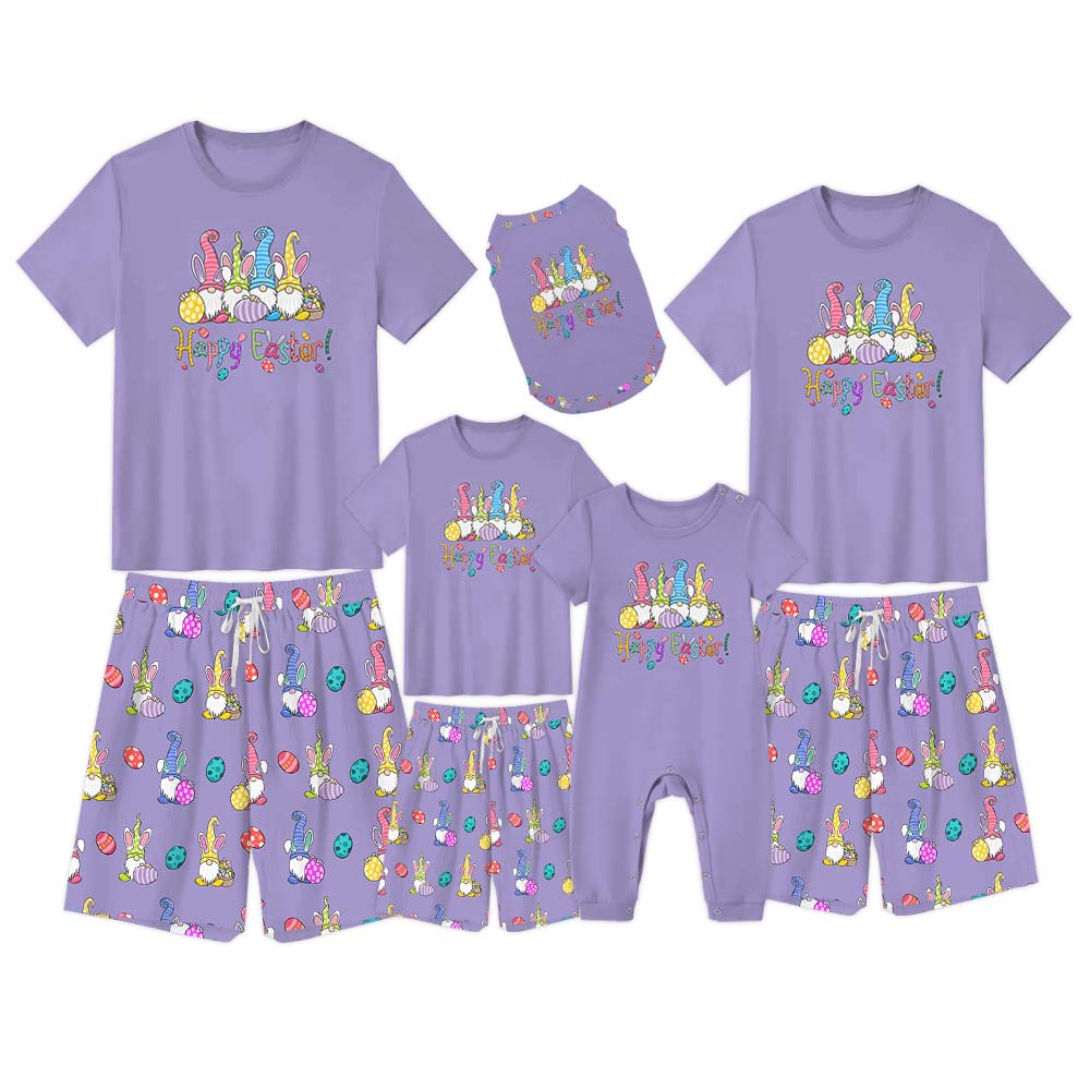 Happy Easter Gnome Pajamas For Adults Short Sleeves