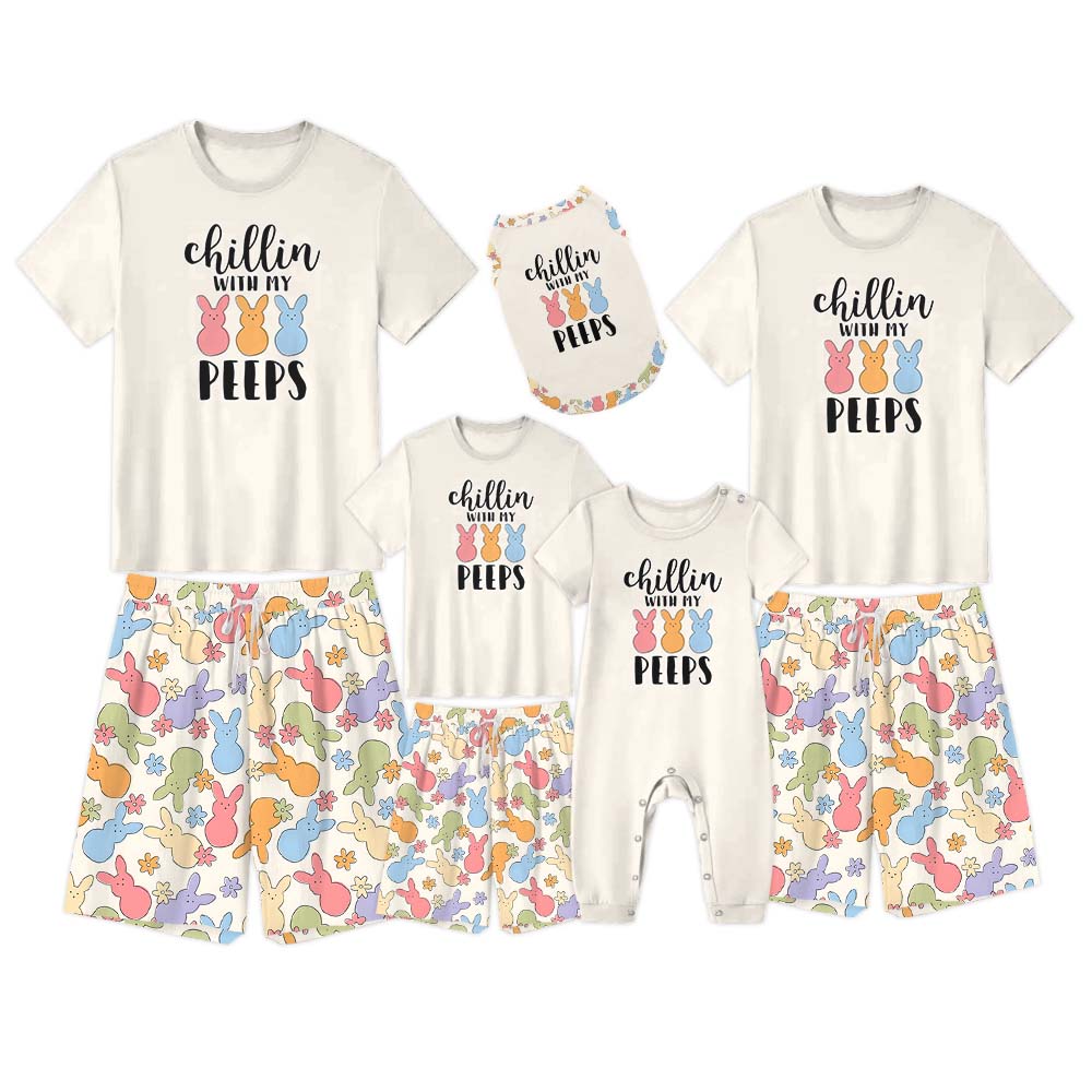 Chilling With My Peeps Easter Pajamas Short Sets Chilling With My Peeps Easter Pajamas Short Sets