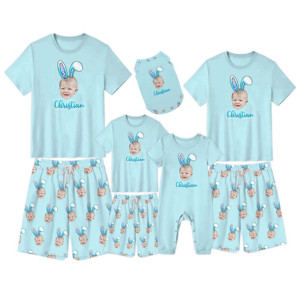 Personalized Pajamas With Faces Easter Pajamas Short Sets Personalized Pajamas With Faces Easter Pajamas Short Sets