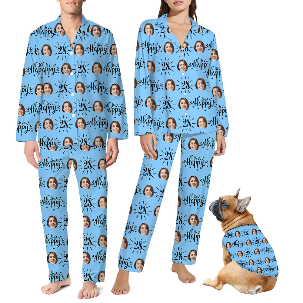 Cute Matching Family Birthday PJs With Faces And Age