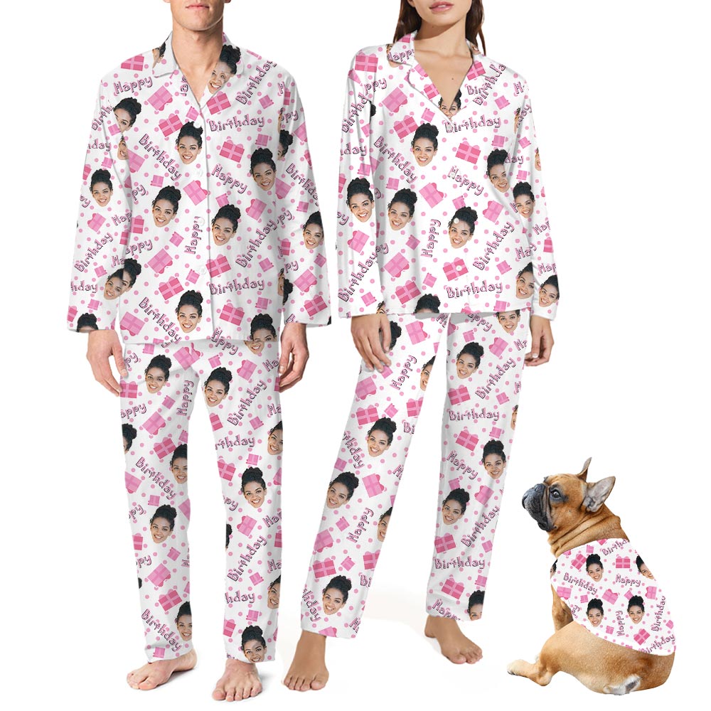 Sweet Happy Birthday Pajamas For Adults With Face Print Sweet Happy Birthday Pajamas For Adults With Face Print