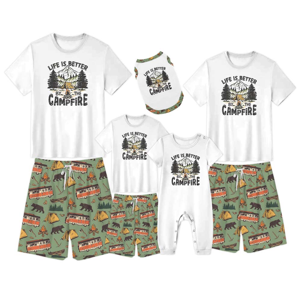 Cute Camping Family Matching Pajamas Short Sleeves Cute Camping Family Matching Pajamas Short Sleeves