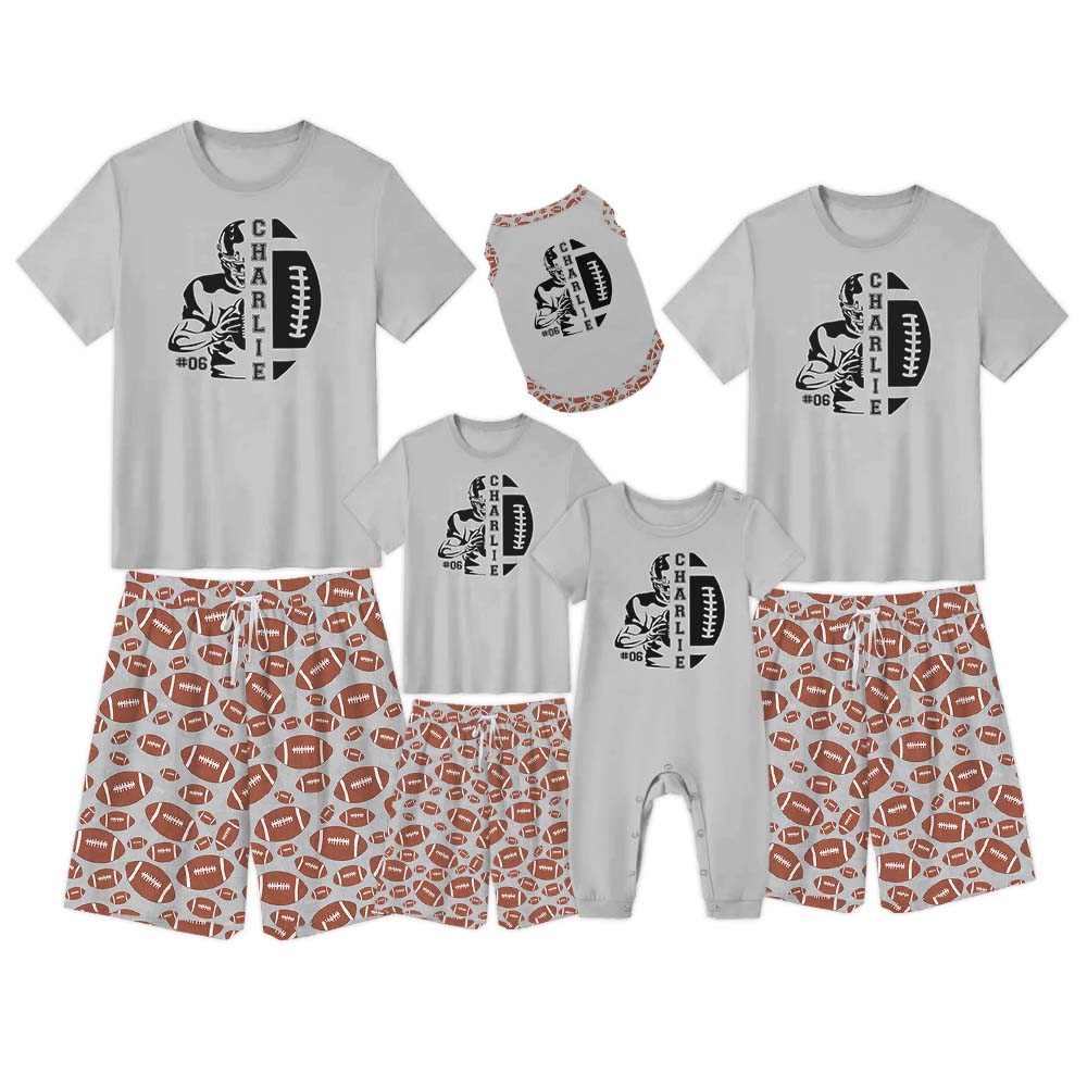 Football Season Pajamas Tshirts And Shorts Custom Name Football Season Pajamas Tshirts And Shorts Custom Name