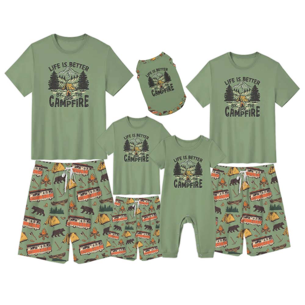 Life Is Better By The Campfire Pajamas For Family Short Sleeves Life Is Better By The Campfire Pajamas For Family Short Sleeves