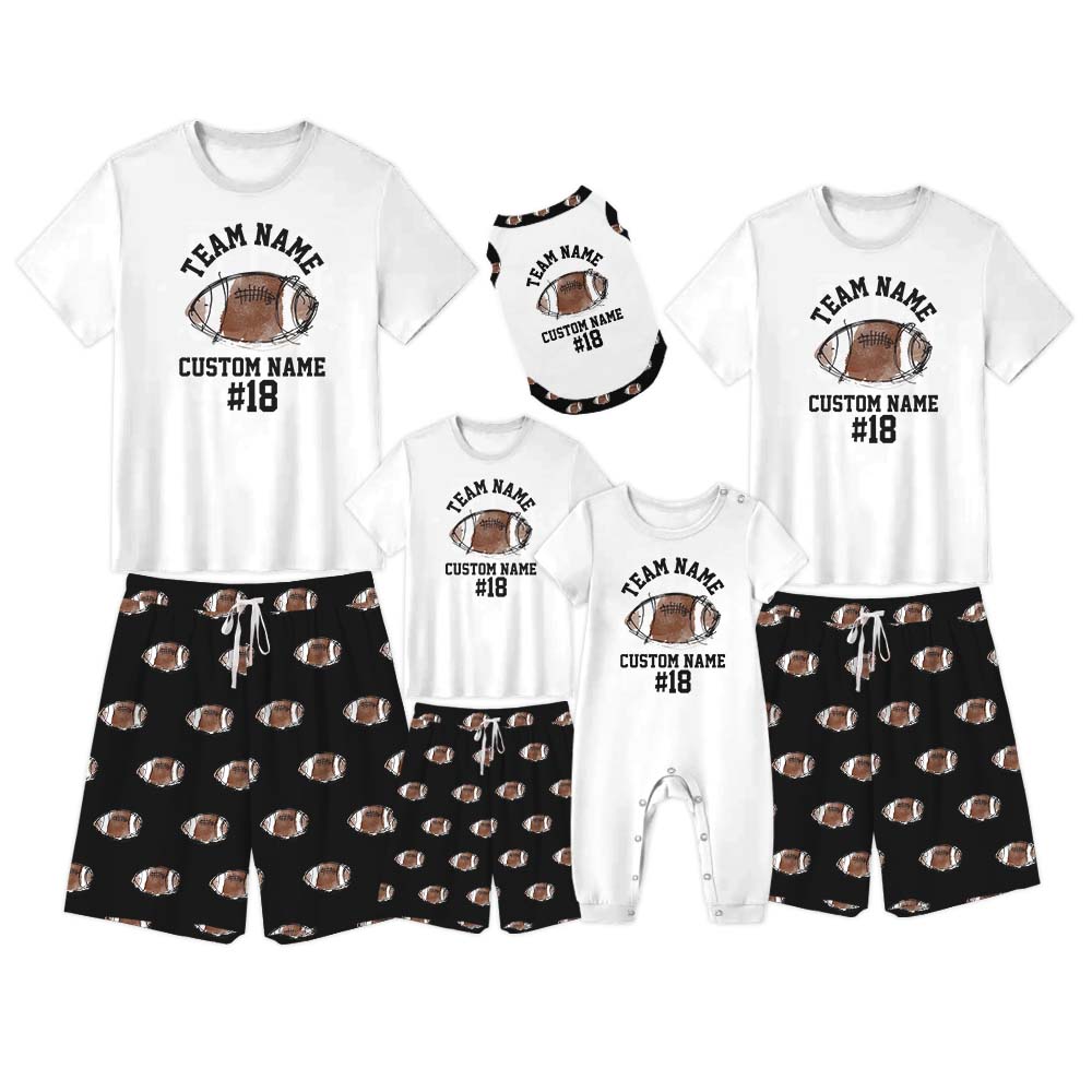Personalized Football PJs Tshirts And Shorts