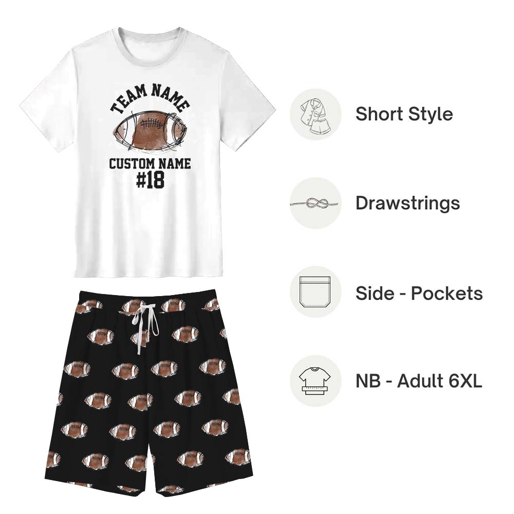 Personalized Football PJs Tshirts And Shorts