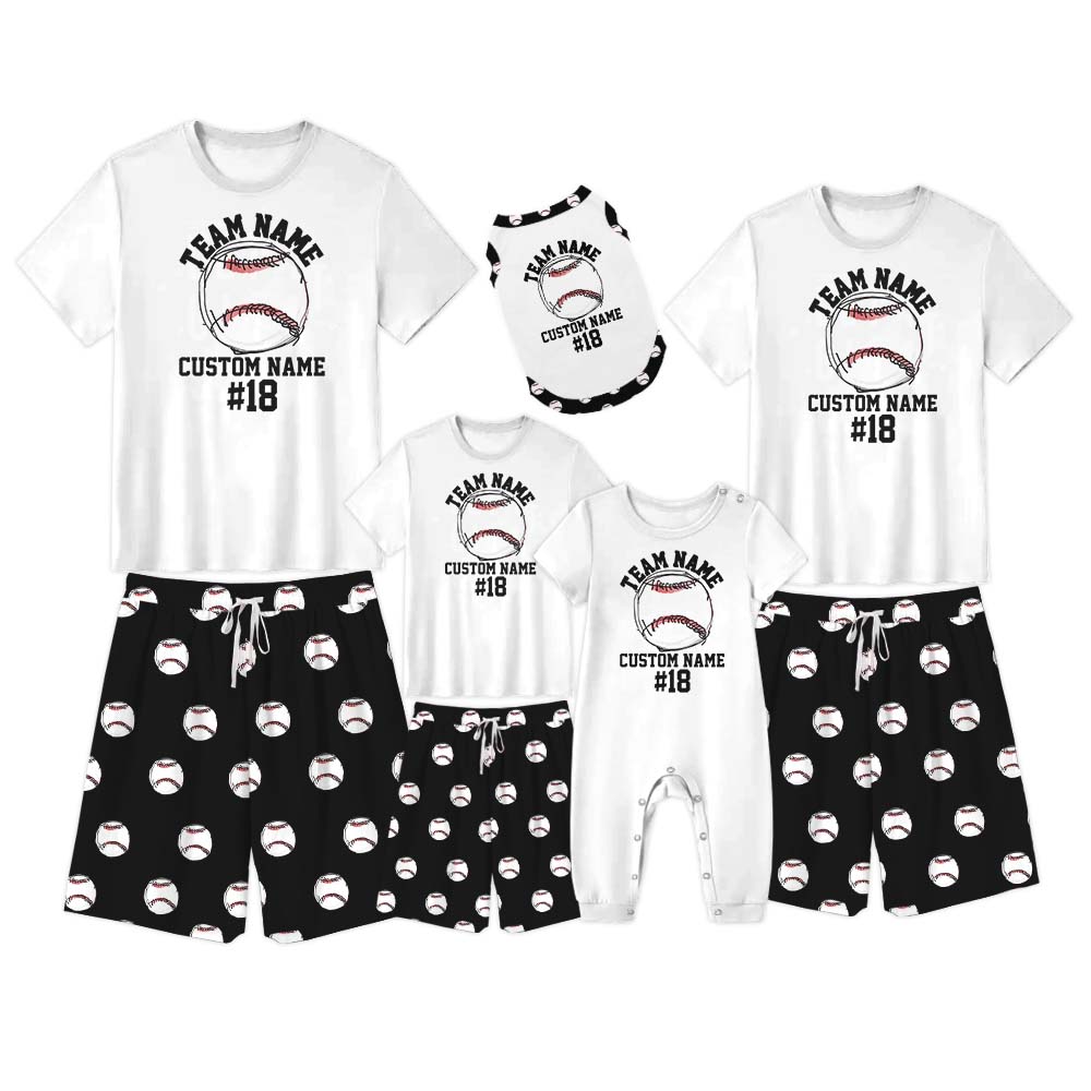 Baseball Short Sleeve Matching Pajamas With Name Baseball Short Sleeve Matching Pajamas With Name