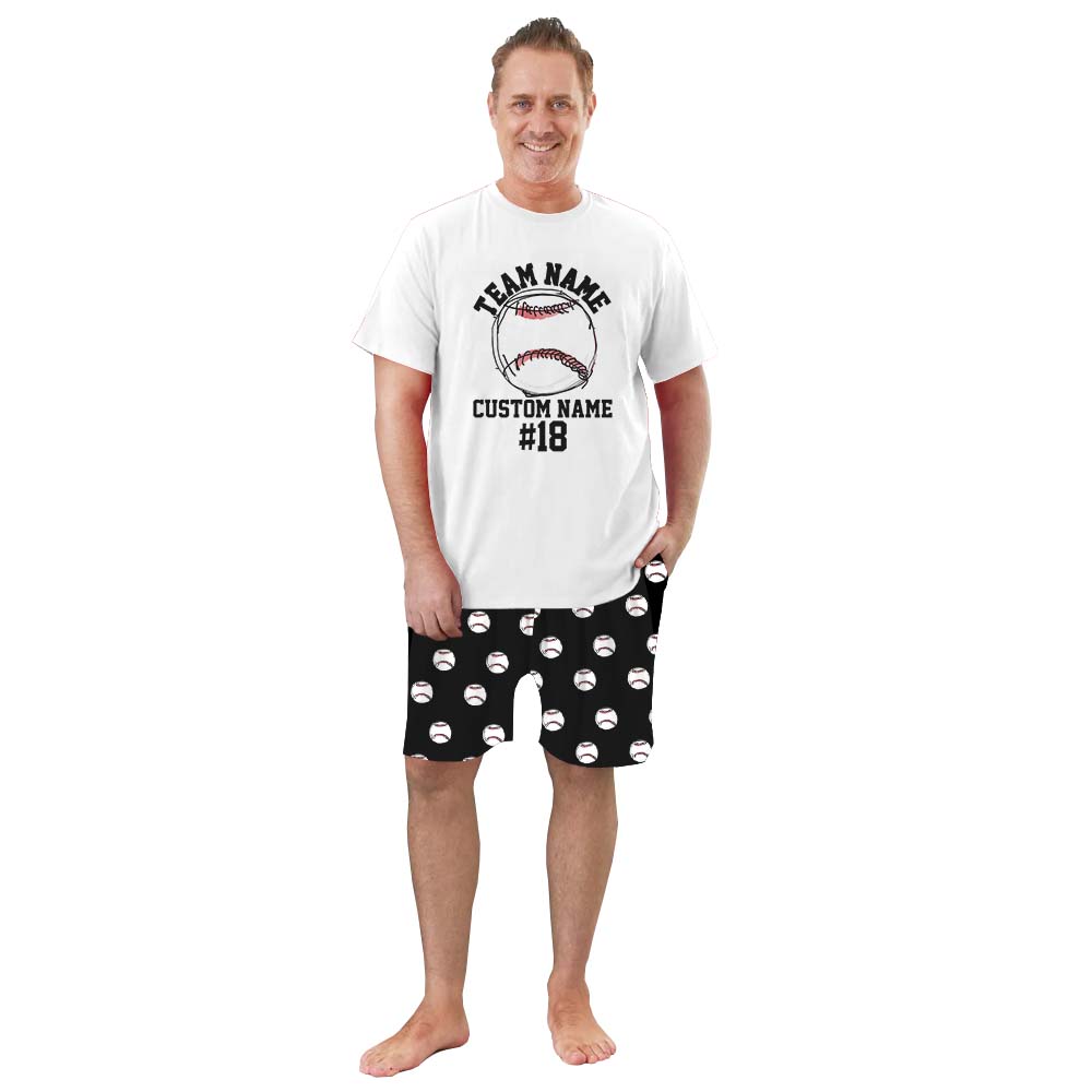 Baseball Short Sleeve Matching Pajamas With Name Baseball Short Sleeve Matching Pajamas With Name