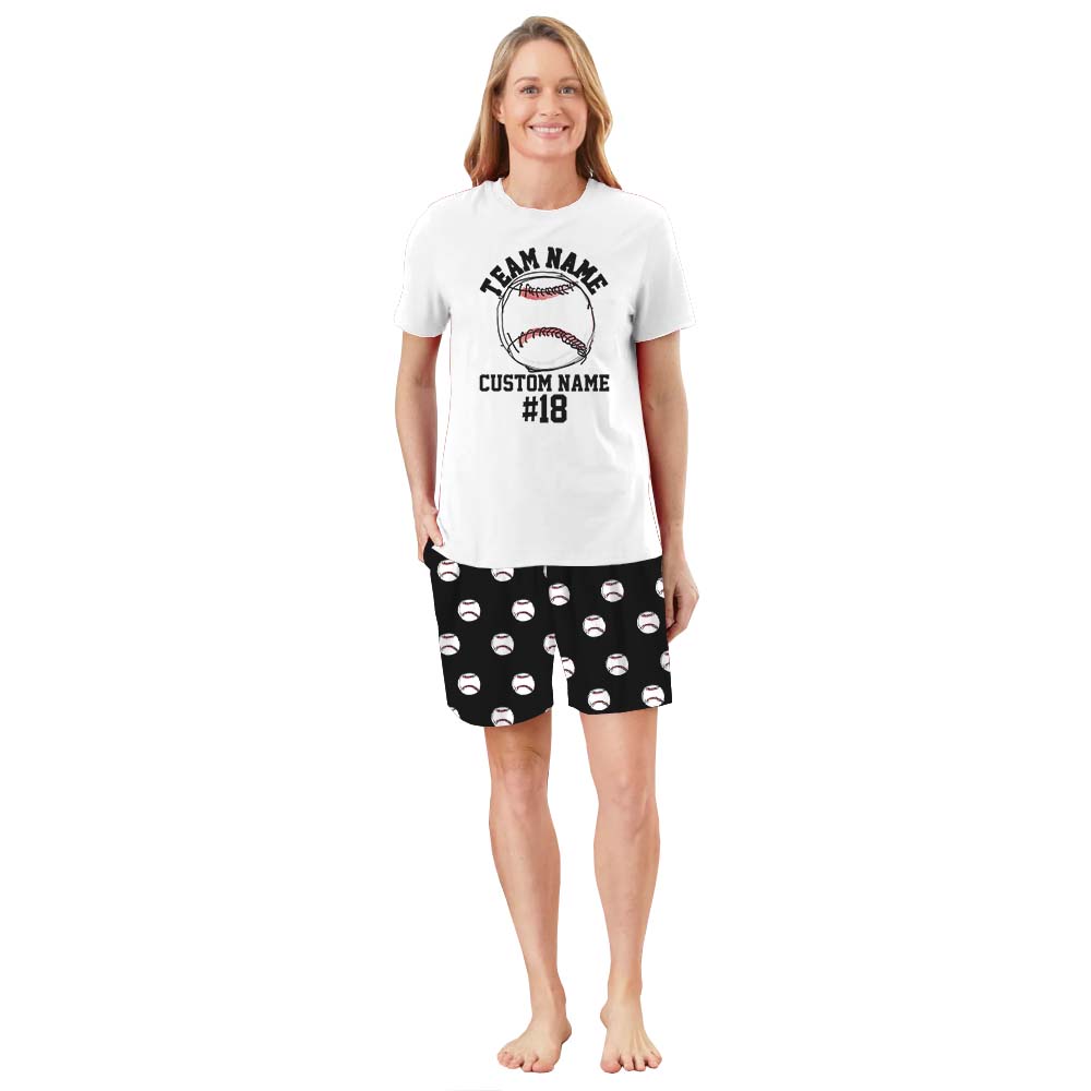 Baseball Short Sleeve Matching Pajamas With Name Baseball Short Sleeve Matching Pajamas With Name