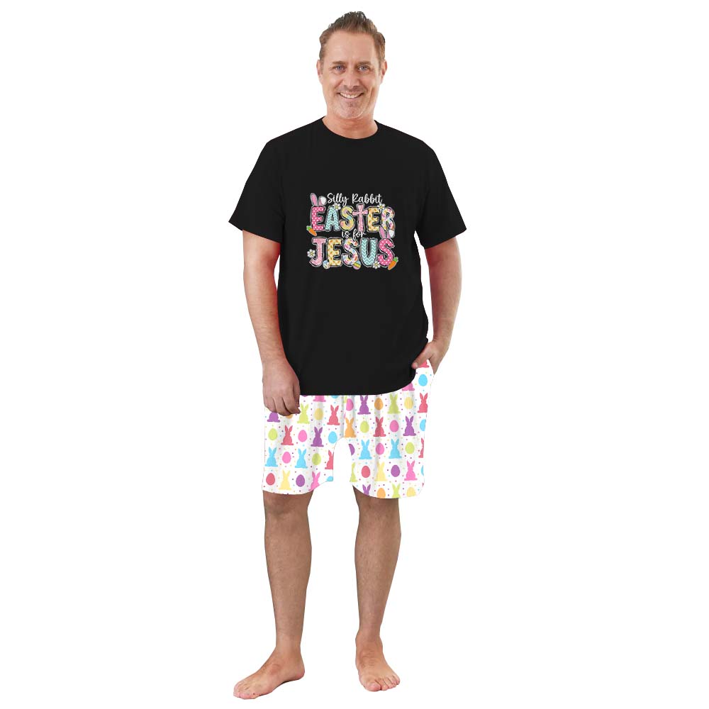 Silly Rabbit Easter Is For Jesus Easter Pajamas Short Sets Black Silly Rabbit Easter Is For Jesus Easter Pajamas Short Sets Black