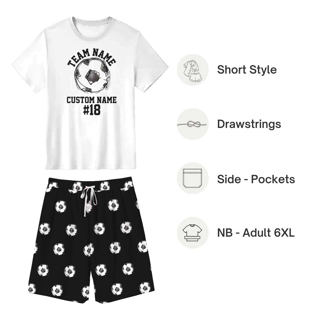 Custom Name Soccer Sport Pajama Short Set