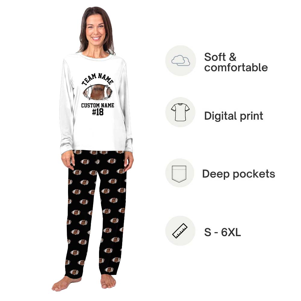 Custom Name Football Pajamas For Adults and Kids Custom Name Football Pajamas For Adults and Kids