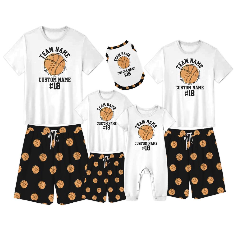 Custom Basketball Sport Themed Pajamas For Adults Short Sleeves Custom Basketball Sport Themed Pajamas For Adults Short Sleeves